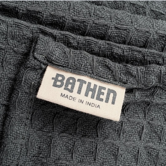 Bathen Waffle Robe Charcoal 100% Cotton - Picture 3 of 3